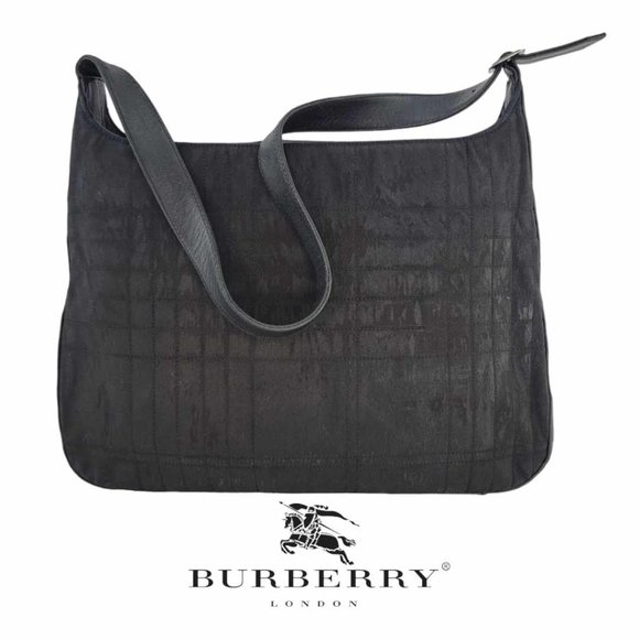 Burberry Handbags - AUTHENTIC VINTAGE BURBERRYS Nova Check Shoulder Bag Nylon / Leather - Black